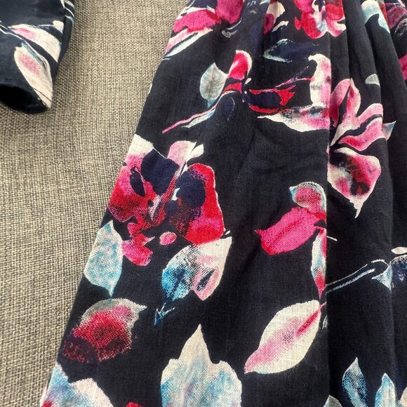 NEW! Bombay Paisley Babydoll Dress Womens XS Floral Navy Blue Fusia 100% Cotton - Picture 14 of 16